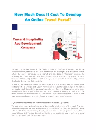 how much does it cost to develop an online travel