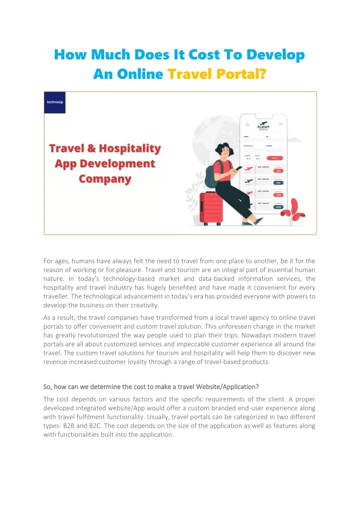 how much does it cost to develop an online travel
