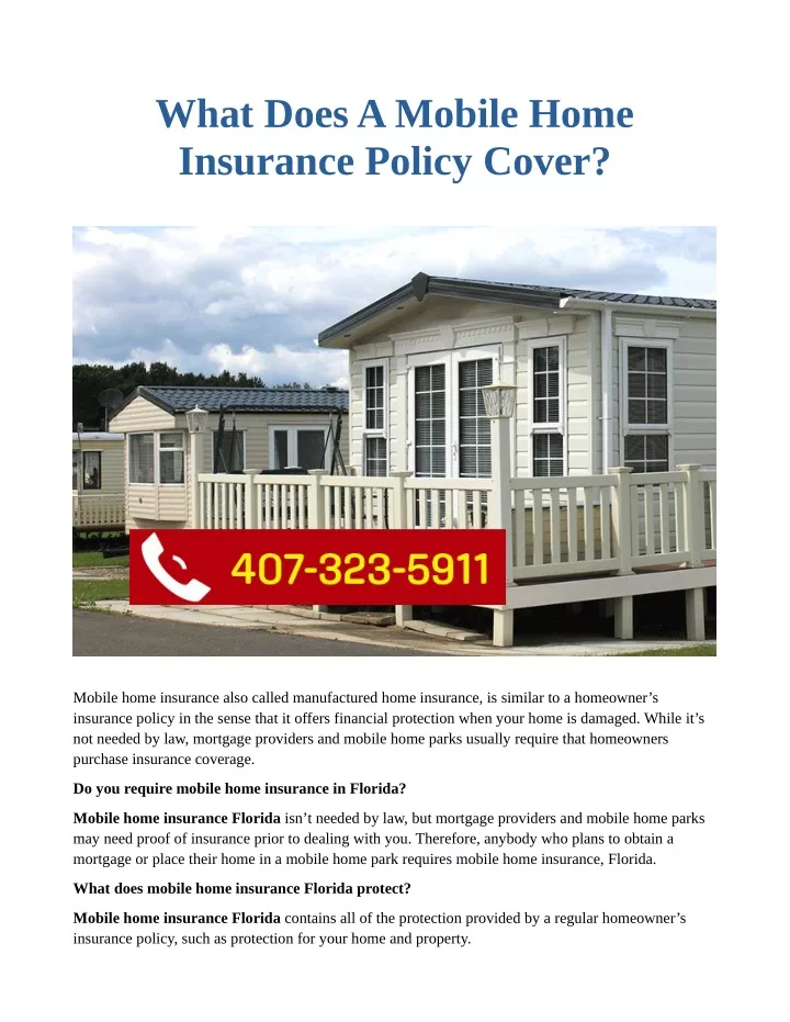 what does a mobile home insurance policy cover