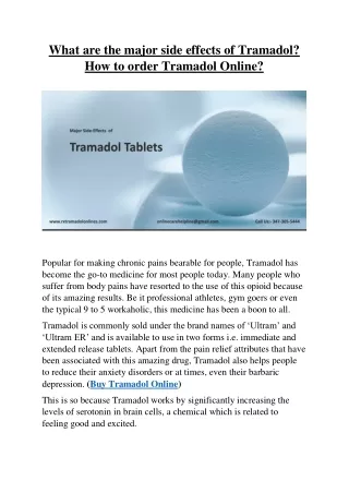 What are the major side effects of Tramadol? How to order Tramadol Online?