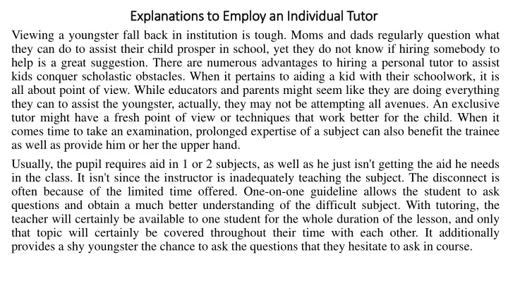 explanations to employ an individual tutor