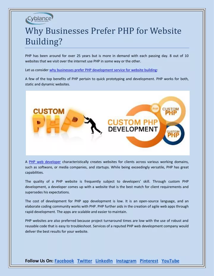 why businesses prefer php for website building