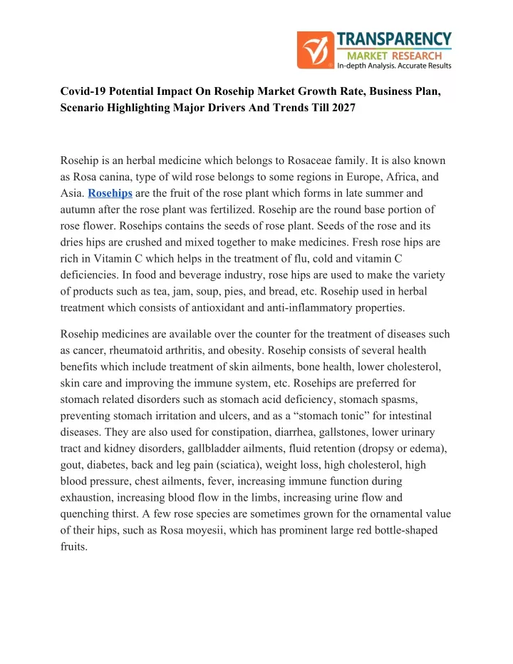 covid 19 potential impact on rosehip market