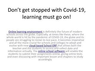 don t get stopped with covid 19 learning must go on