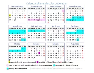 calendar an scolar 2020-2021