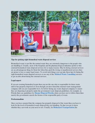 tips for picking right biomedical waste disposal