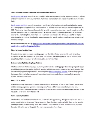 steps to create landing page using best landing