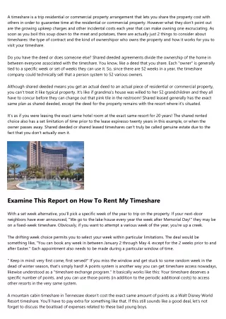 Some Known Details About Timeshare How It Works