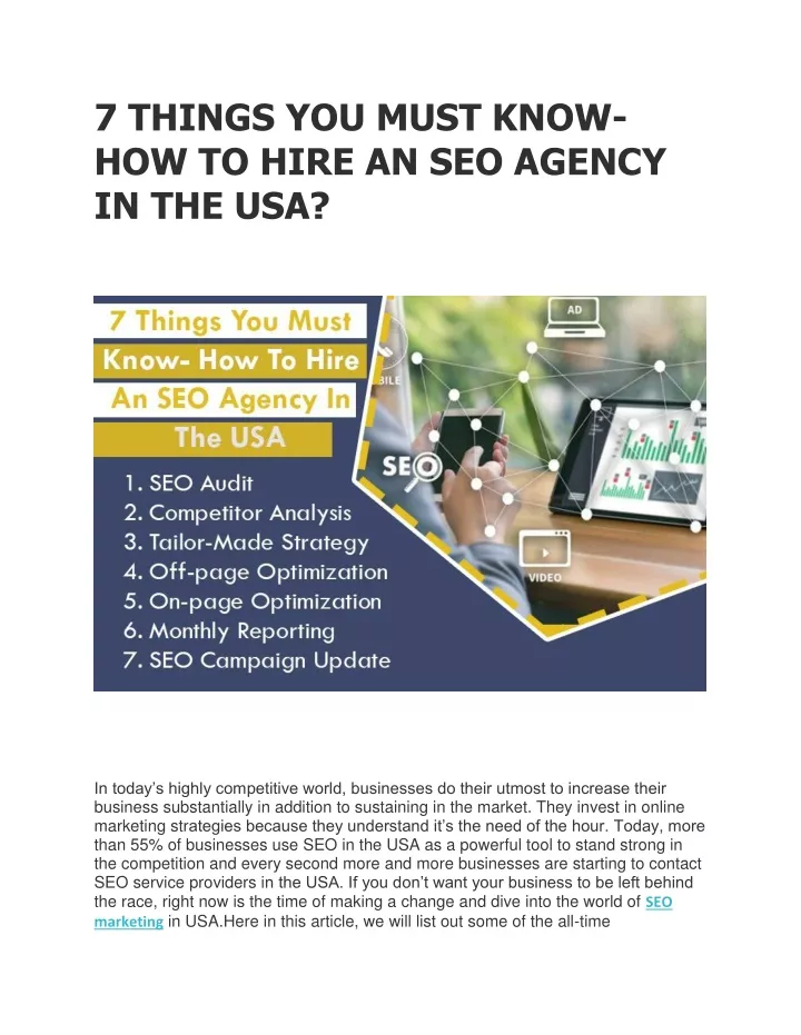 7 things you must know how to hire an seo agency