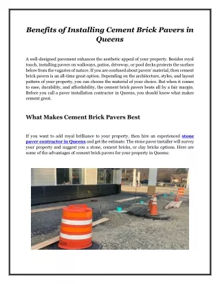 Benefits of Installing Cement Brick Pavers in Queens