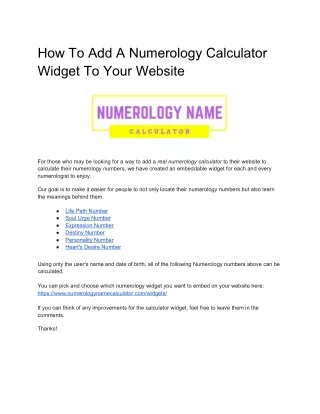 how to add a numerology calculator widget to your