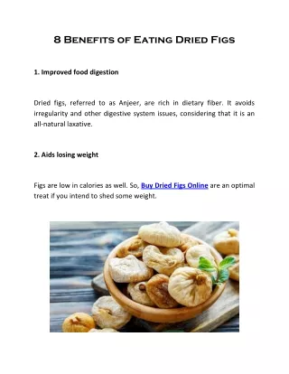 8 Benefits of Eating Dried Figs