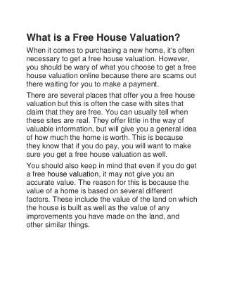 What is a Free House Valuation?