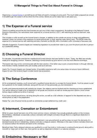 10 Managerial Points to Learn About Funeral in Chicago