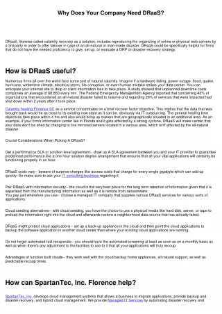 why does your company need draas