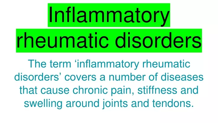 inflammatory rheumatic disorders