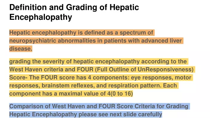 definition and grading of hepatic encephalopathy