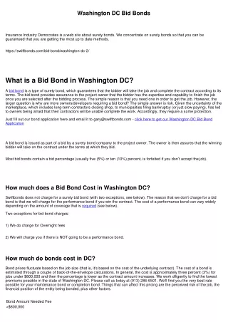 washington dc bid bonds