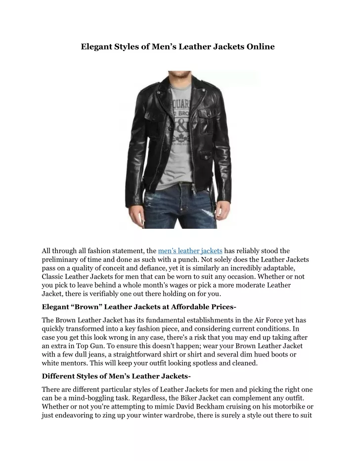 elegant styles of men s leather jackets online