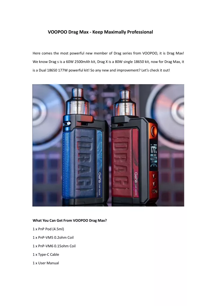 voopoo drag max keep maximally professional