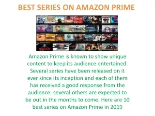 BEST SERIES ON AMAZON PRIME