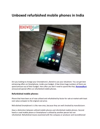 Unboxed refurbished mobile phones in India