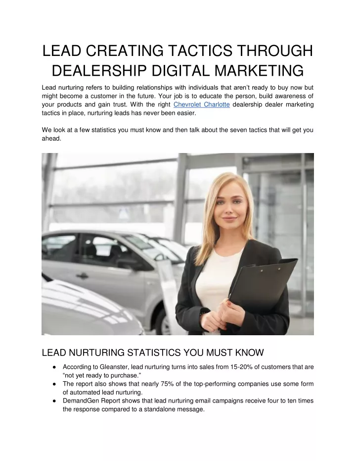 lead creating tactics through dealership digital