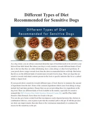 Different Types of Diet Recommended for Sensitive Dogs
