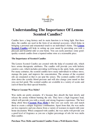 Understanding The Importance Of Lemon Scented Candles?
