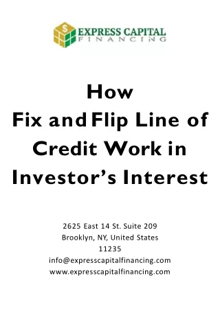 how fix and flip line of credit work in investor