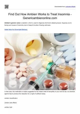 Find Out How Ambien Works to Treat Insomnia - Genericambienonline.com