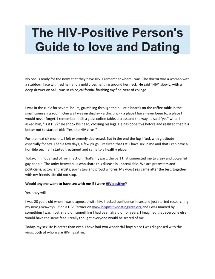 the hiv positive person s guide to love and dating