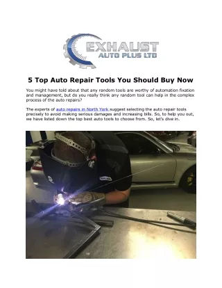 5 Top Auto Repair Tools You Should Buy Now