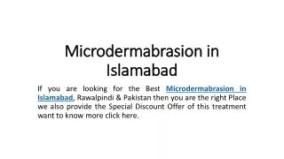 Microdermabrasion in Islamabad