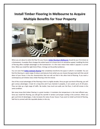 install timber flooring in melbourne to acquire