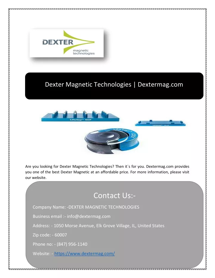 dexter magnetic technologies dextermag com