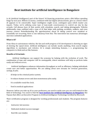 best institute for artificial intelligence