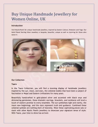 Buy Unique Handmade Jewellery for Women Online, UK