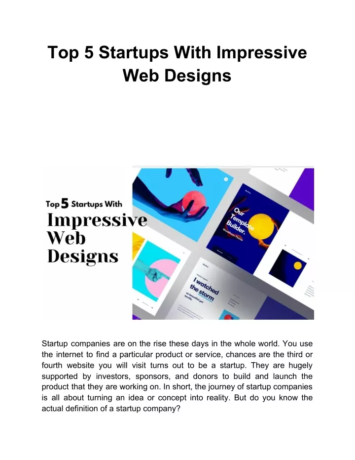top 5 startups with impressive web designs