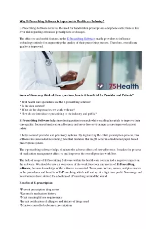 why e prescribing software is important