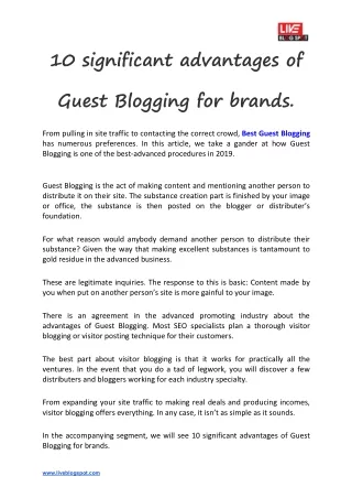 10 significant advantages of Guest Blogging for brands.