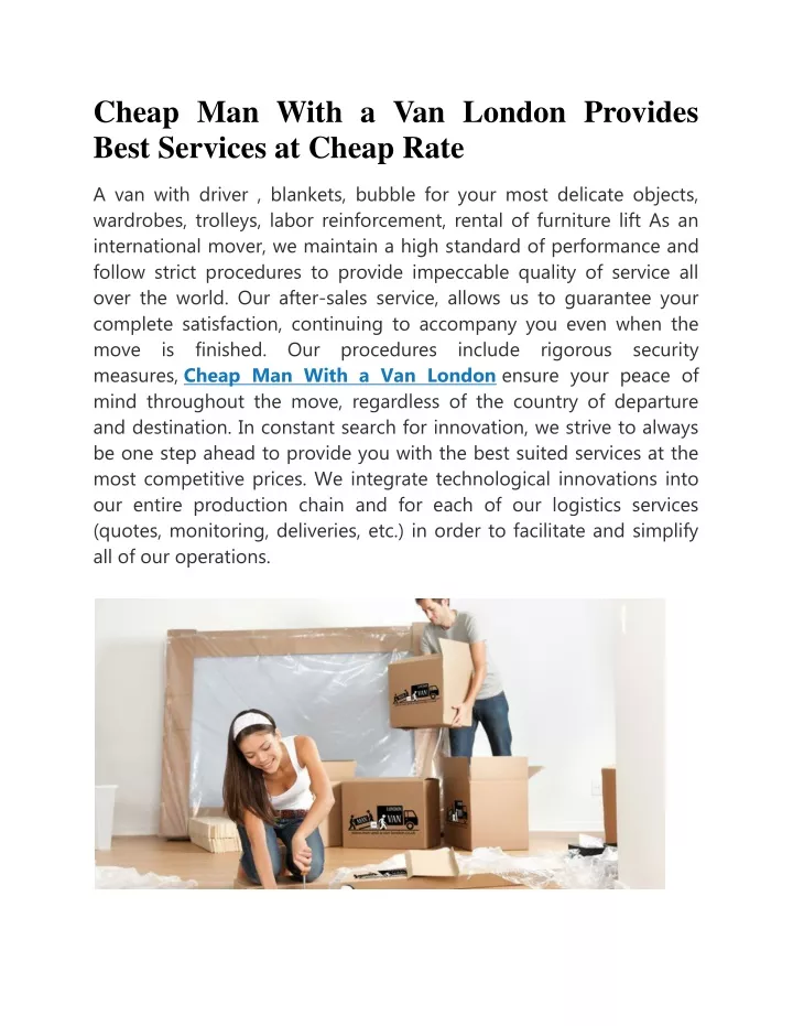 cheap man with a van london provides best