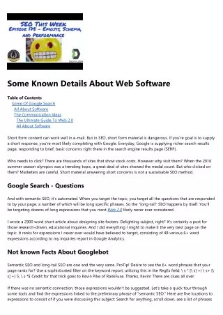 some known details about web software