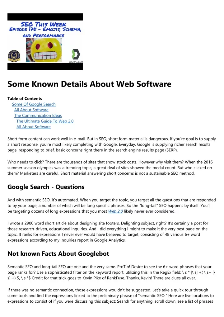 some known details about web software