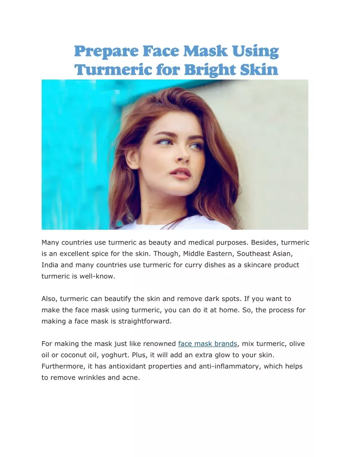 prepare face mask using turmeric for bright skin