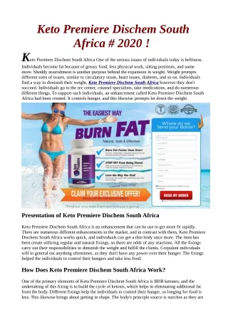 Keto Premiere Dischem South Africa"Where to Buy" Benefits & Side Effects (Website)!