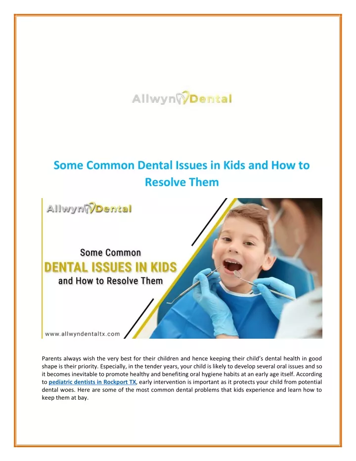 some common dental issues in kids