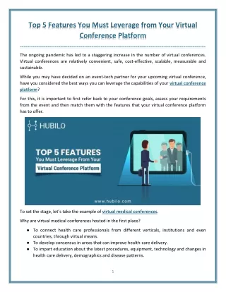 Top 5 Features You Must Leverage from Your Virtual Conference Platform