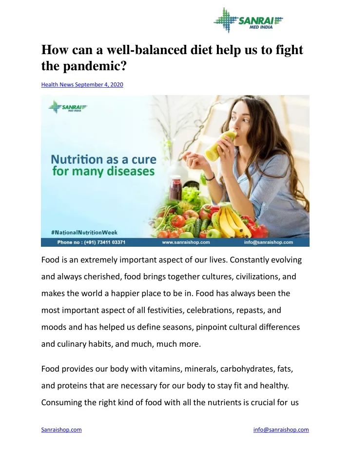how can a well balanced diet help us to fight the pandemic