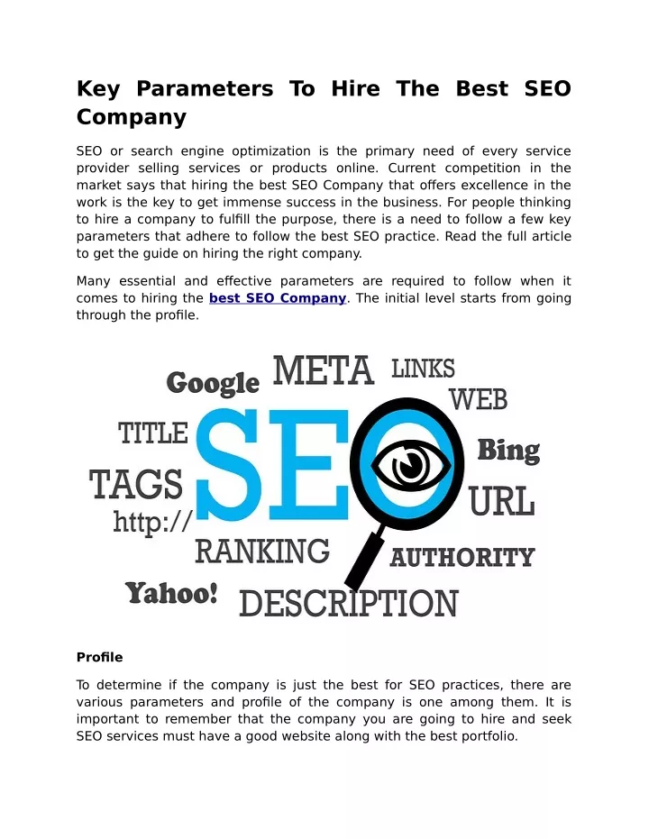 key parameters to hire the best seo company